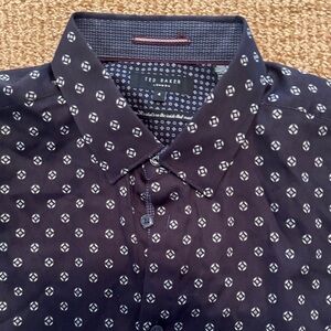 Ted Baker Men's Dark Blue Geometric Shirt